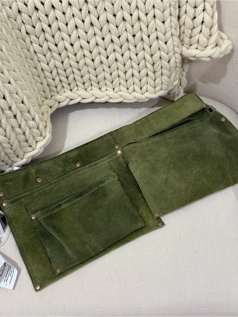 Free People Olive Green Suede Utility Belt with Pouch